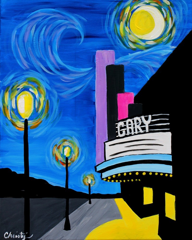 Cary Street Starry Night - 16x20 Acrylic on Canvas