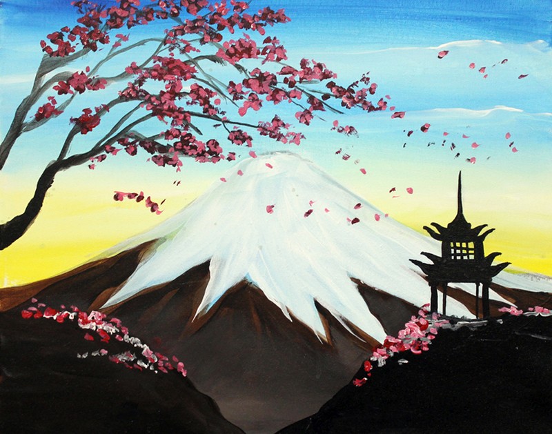 Cherry Blossoms over Mount Fiji