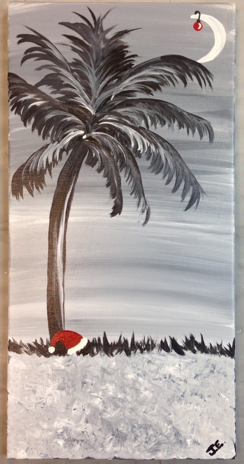 Christmas Palm - A step by step canvas painting experience!
