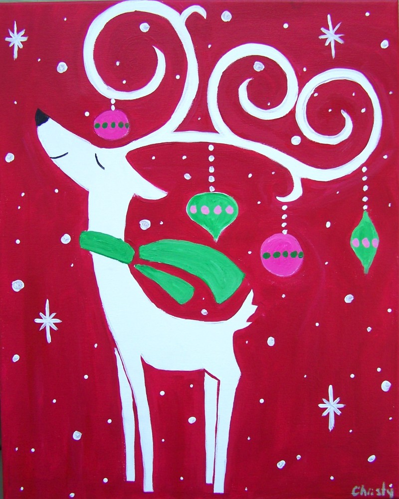 Christmas Reindeer | You Choose Pink or Teal background