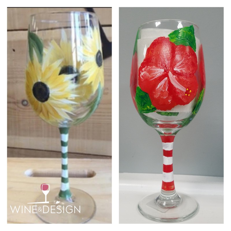 Paint on 2 wine glasses