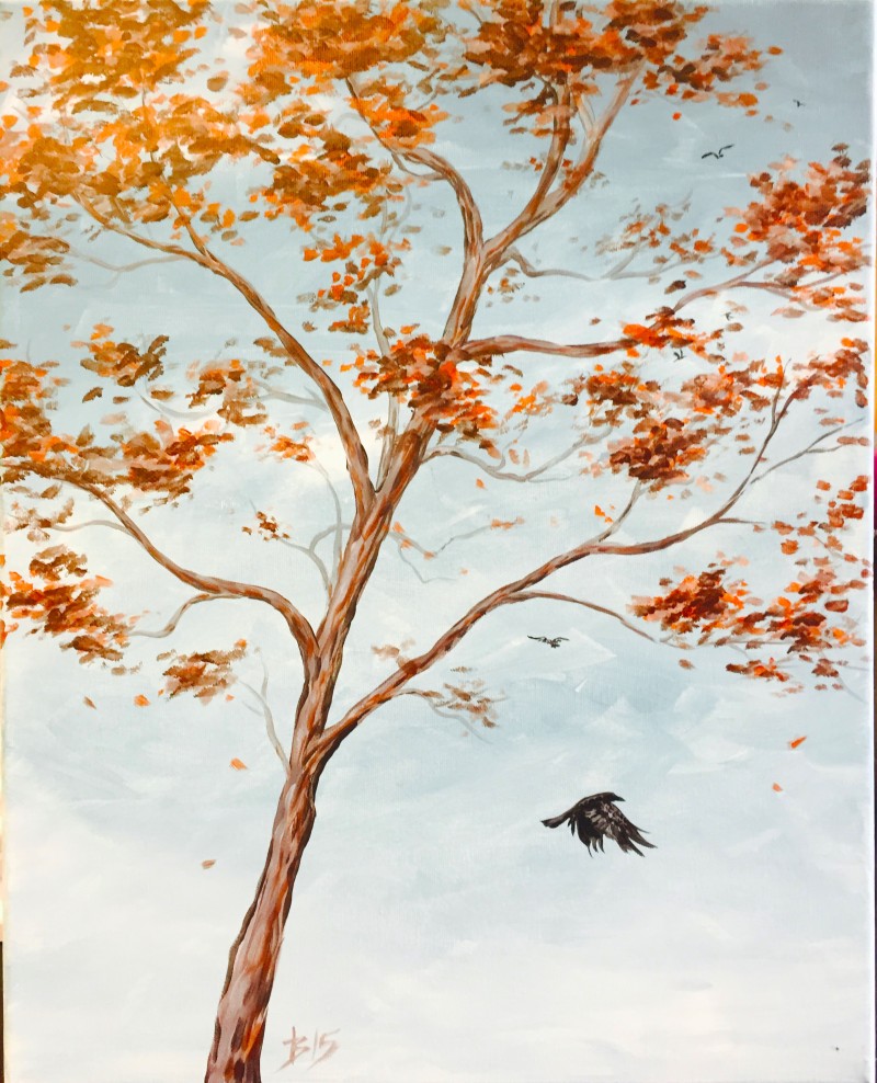 Fall Tree and Crows