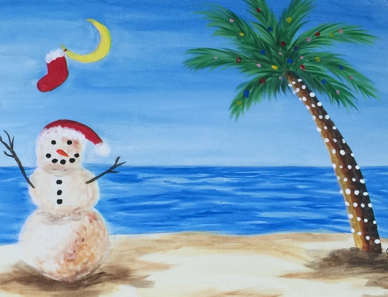 $35 Tuesday! Sandy Snowman - A step by step canvas painting experience! 