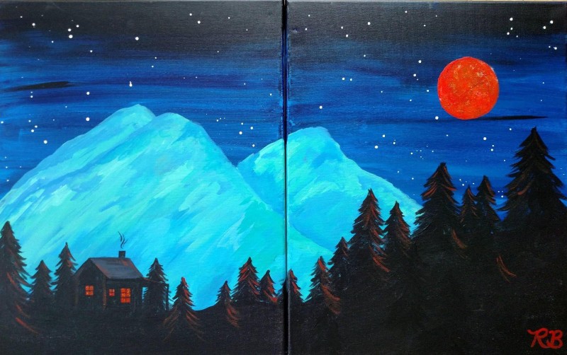 *Date Night* IN-STUDIO: Blood Moon - 16x20 acrylic on canvas or Date night 2 16x20 canvases