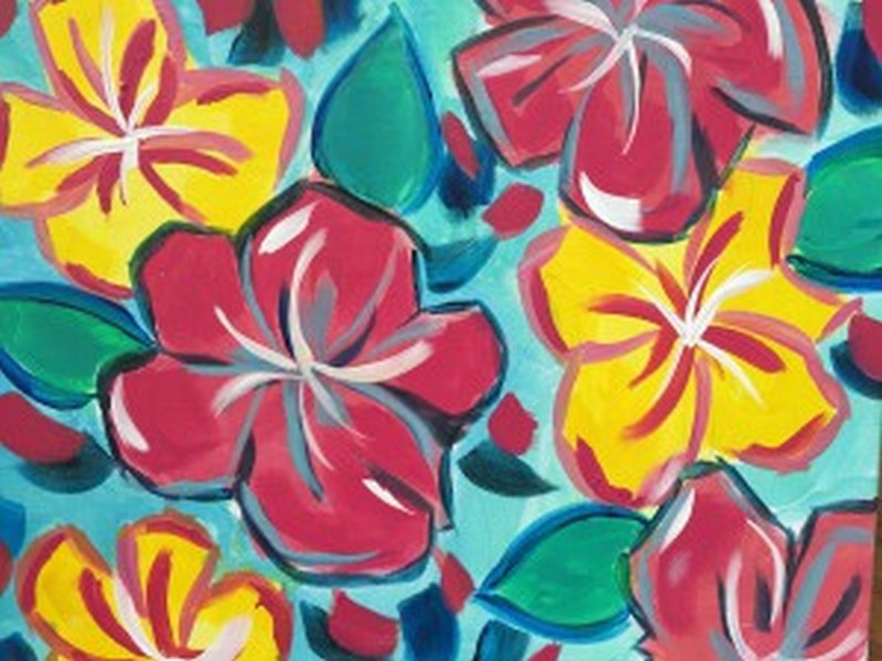 $30 Wine Down Wednesday!  Abstract Hibiscus Flowers