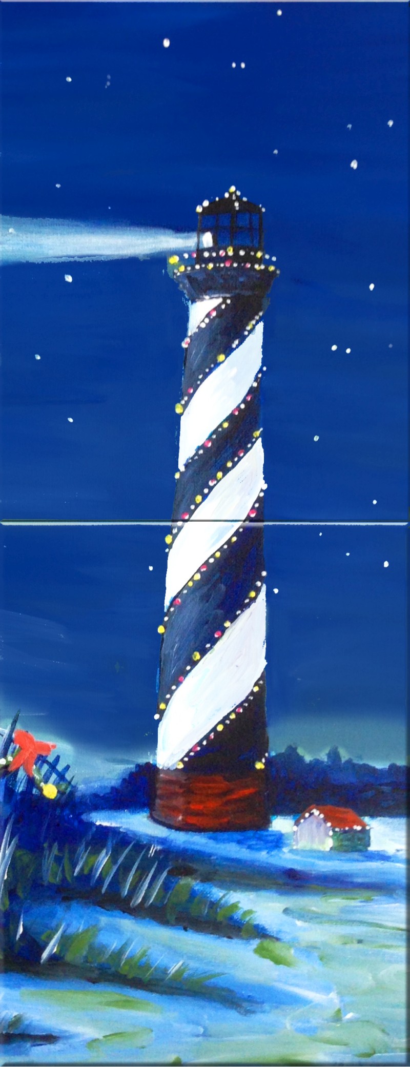 Holiday Lighthouse on Tall Canvas! 
