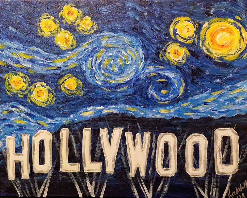 West Coast Landmarks! "Starry Night Hollywood Sign!" Adult Studio!