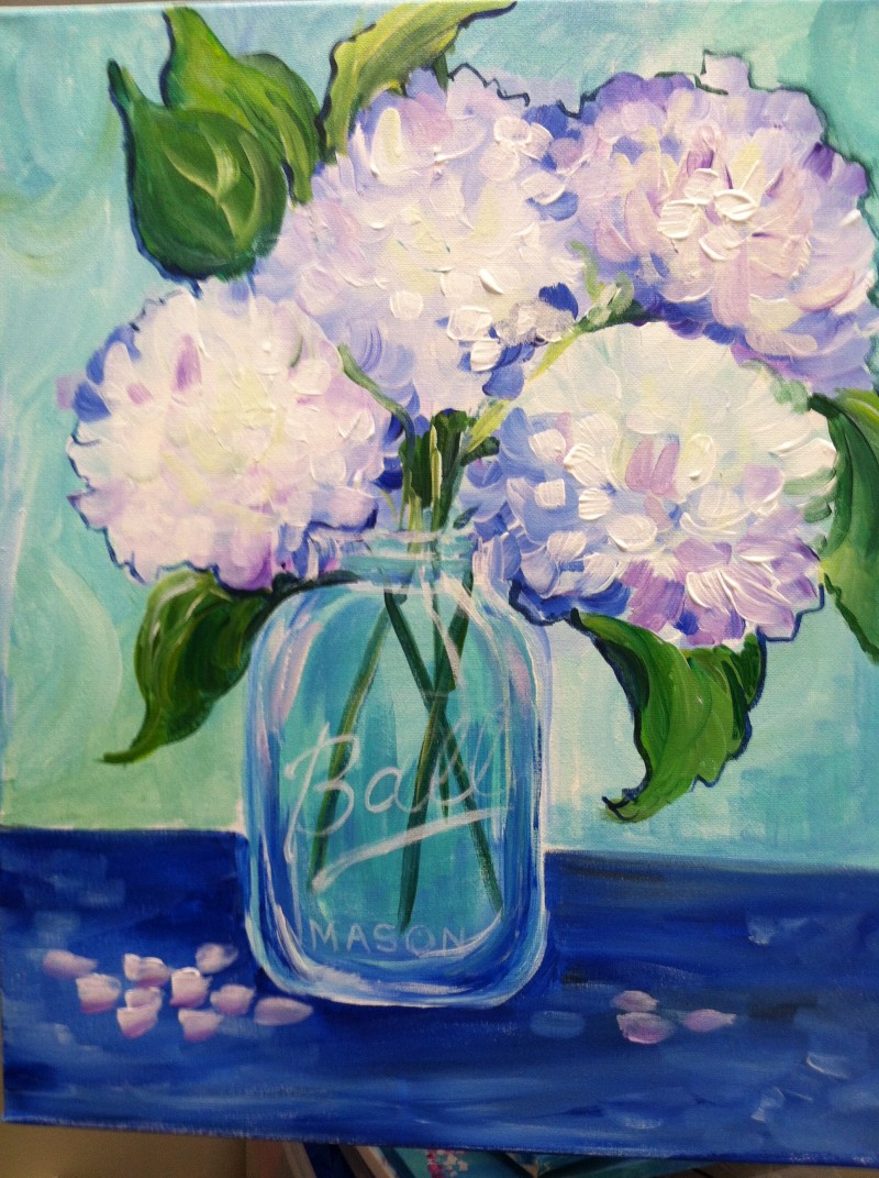 On Wheels at Caffe Artisan - Hydrangeas in a Ball Jar (Choose Your Colors)