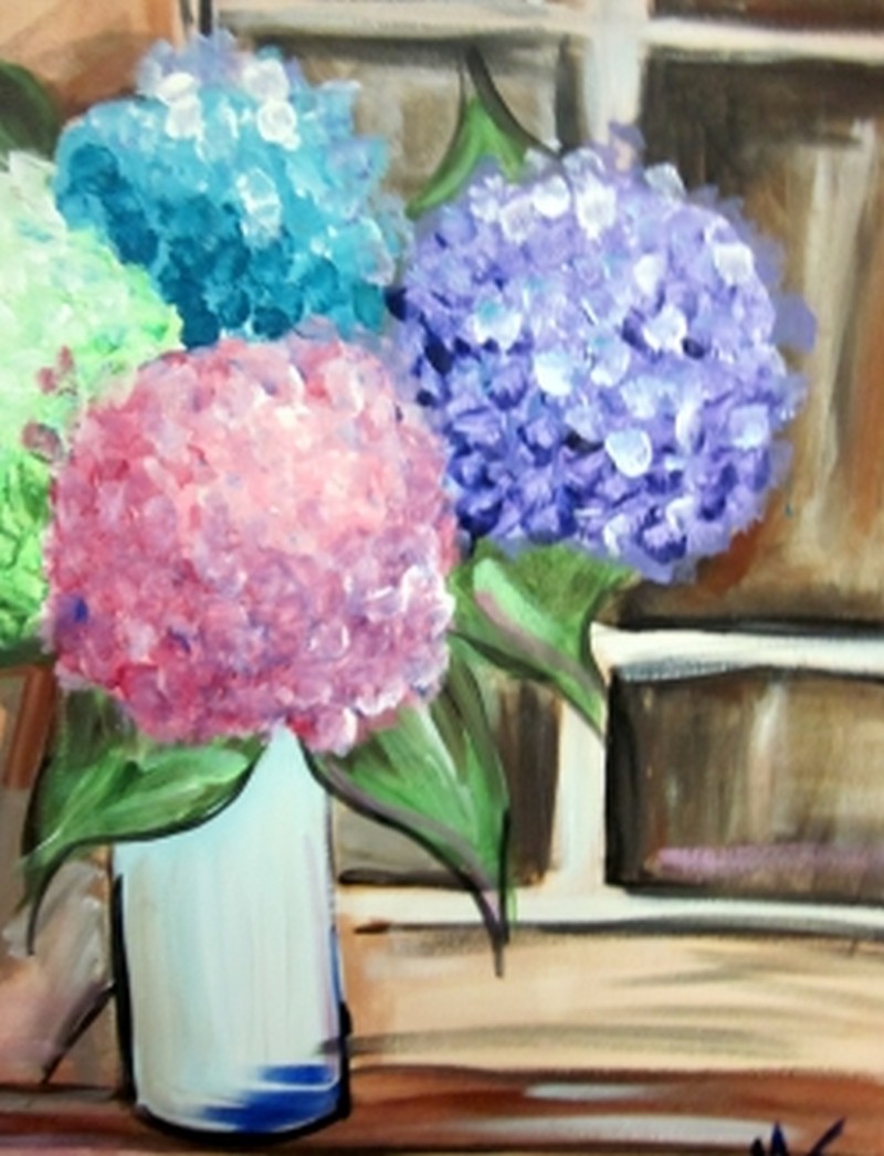 Hydrangeas in Windowsill