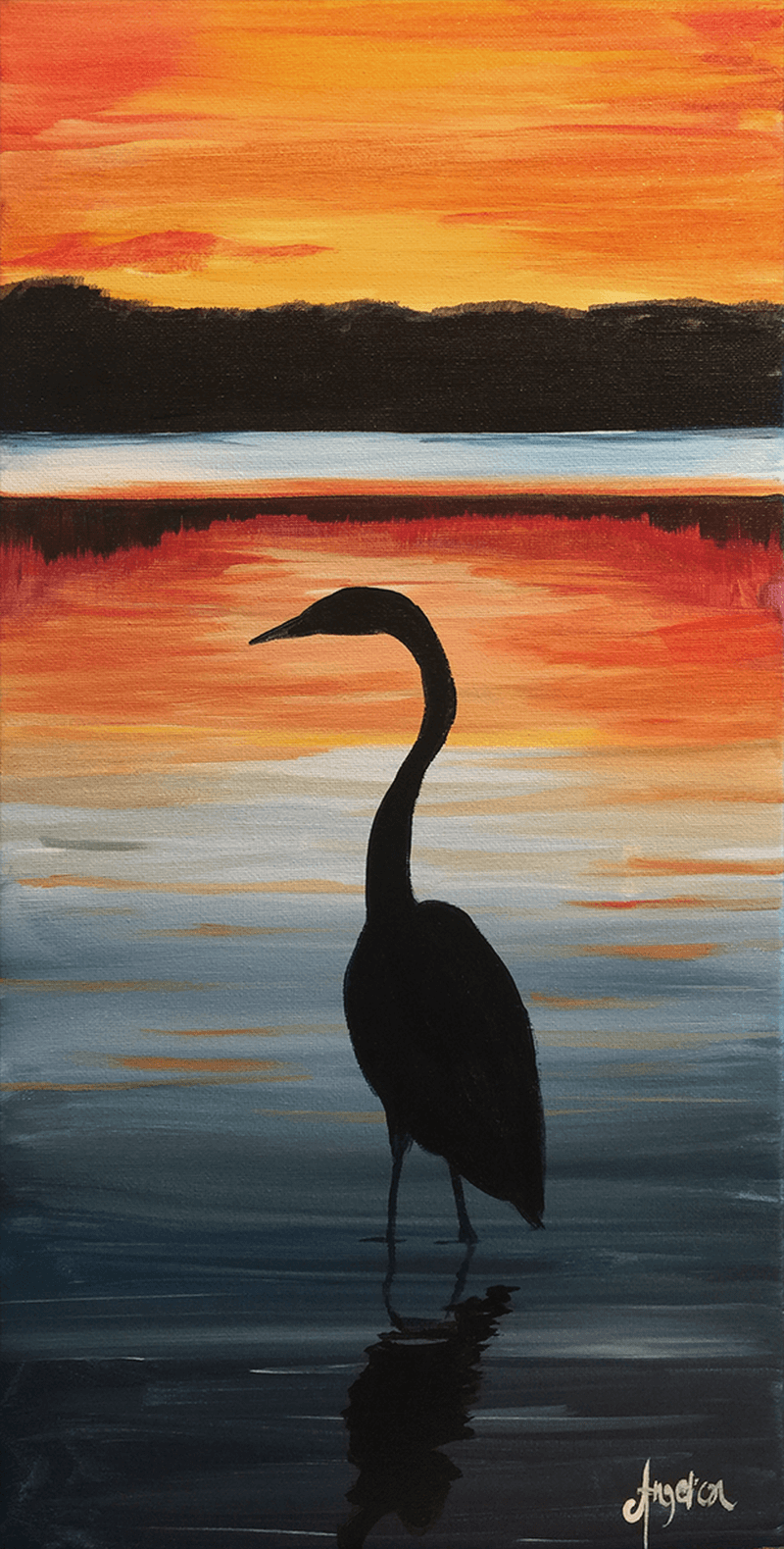 Crane Sunset - animals - nature - landscape