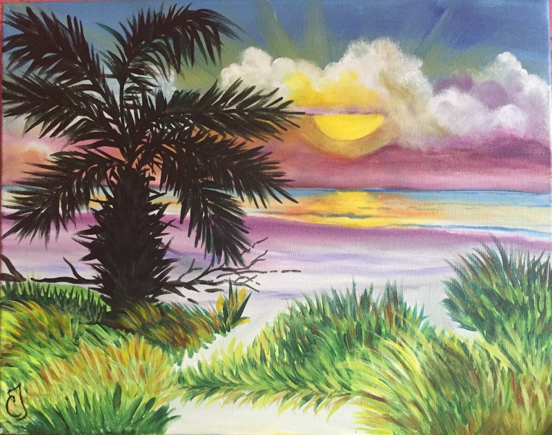 Refugee Sunrise - a step by step canvas painting experience!