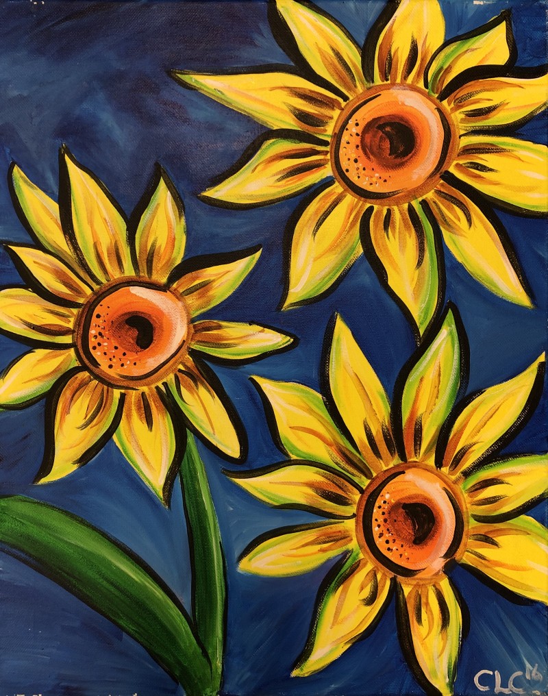 Three Sunflowers - In Studio Class