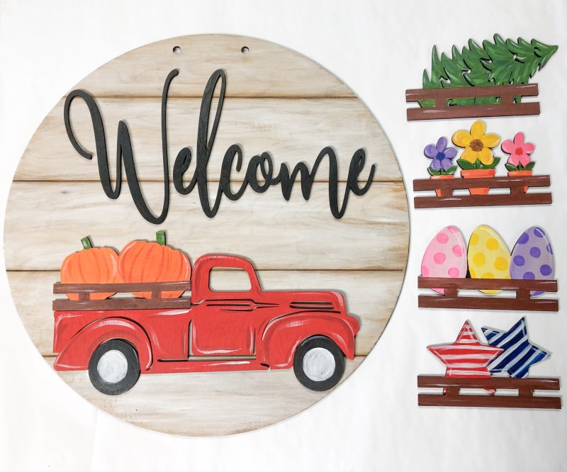Interchangeable Red Truck Door Hanger 