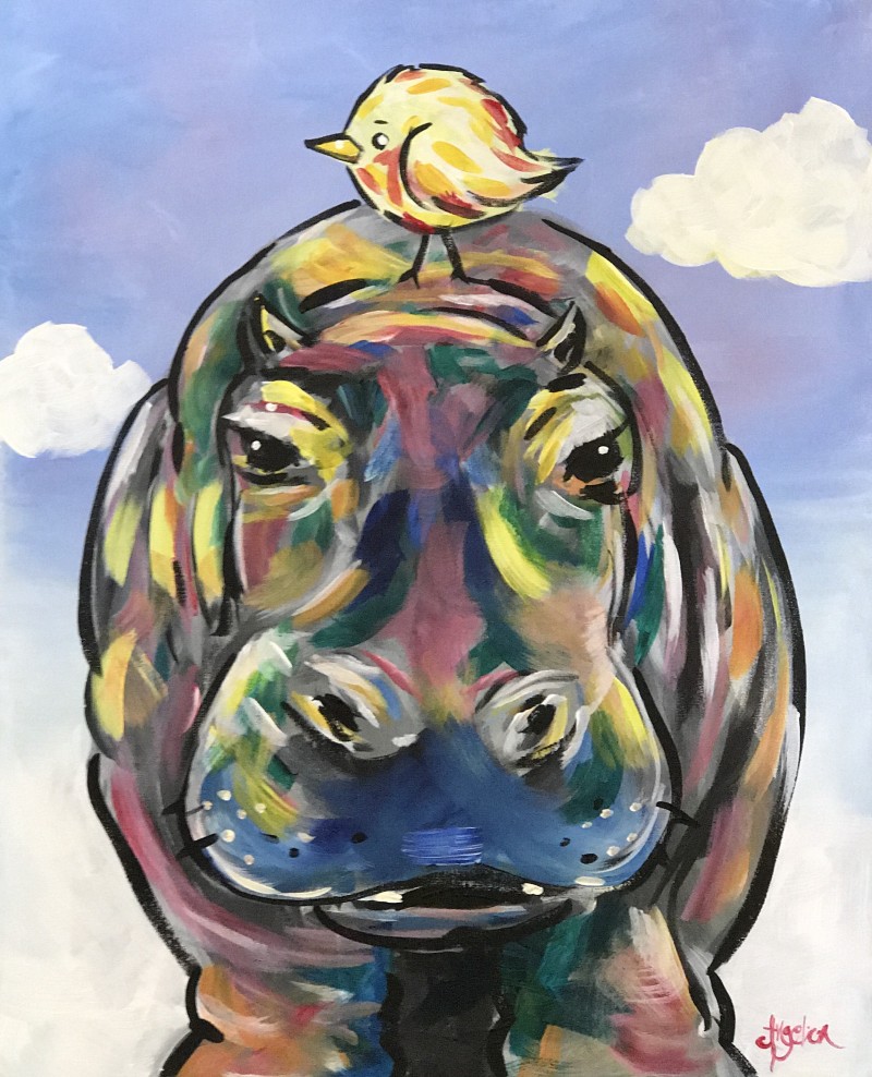 IN-STUDIO: Henry the Hippo - 16x20 acrylic on canvas