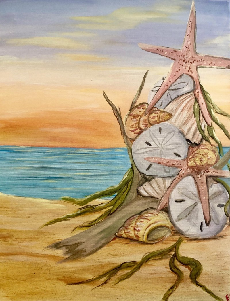 Jingle Shells - A step by step canvas painting experience!