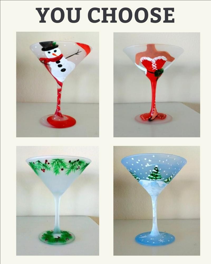 DIY "Holiday Martini Glasses!" Set Of TWO! Adult Studio!