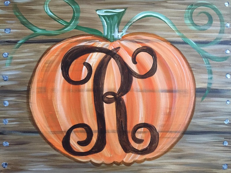 $35 Rustic Monogram Pumpkin - a step by step painting experience!