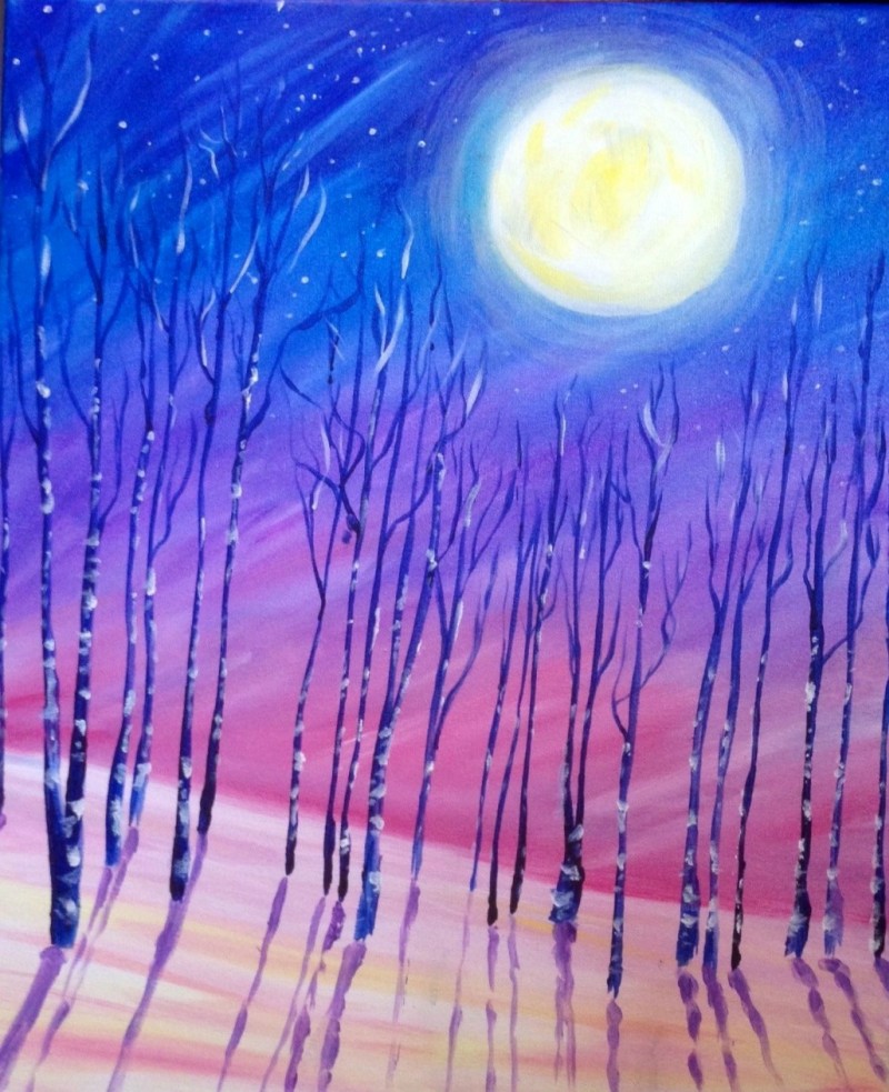 Sip & Paint Moonlit Trees - BYOB and Free Parking