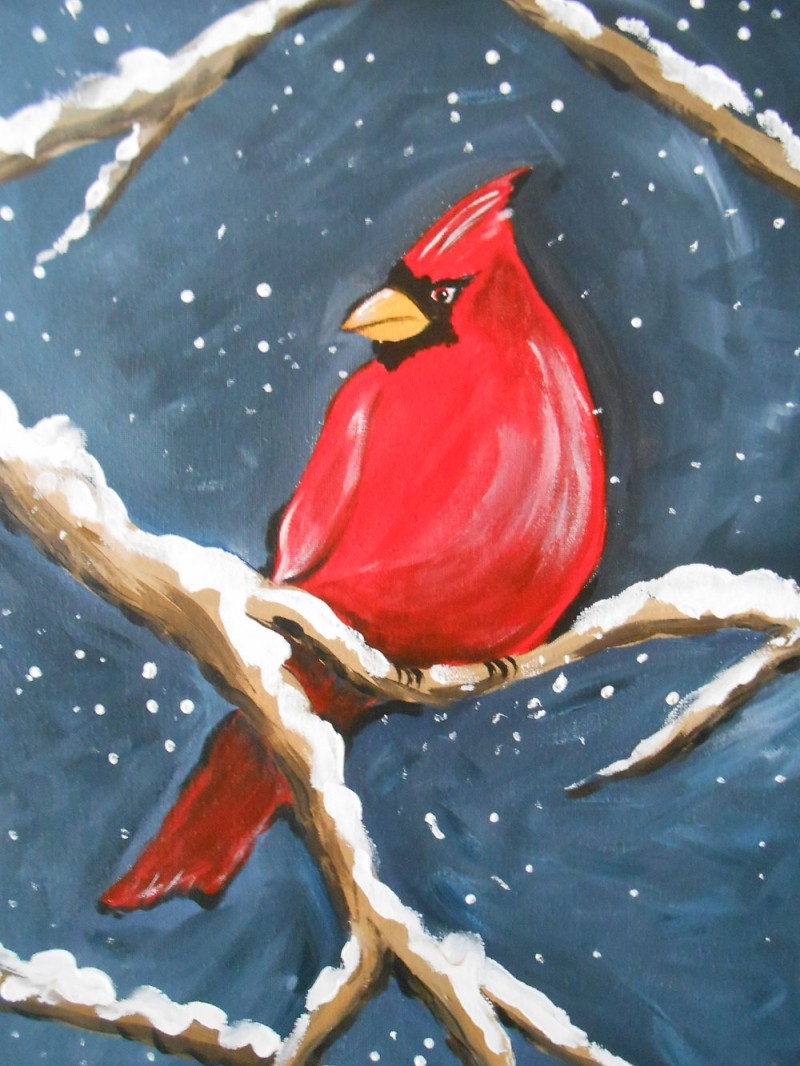 Winter Cardinal - 16x20 acrylic on canvas
