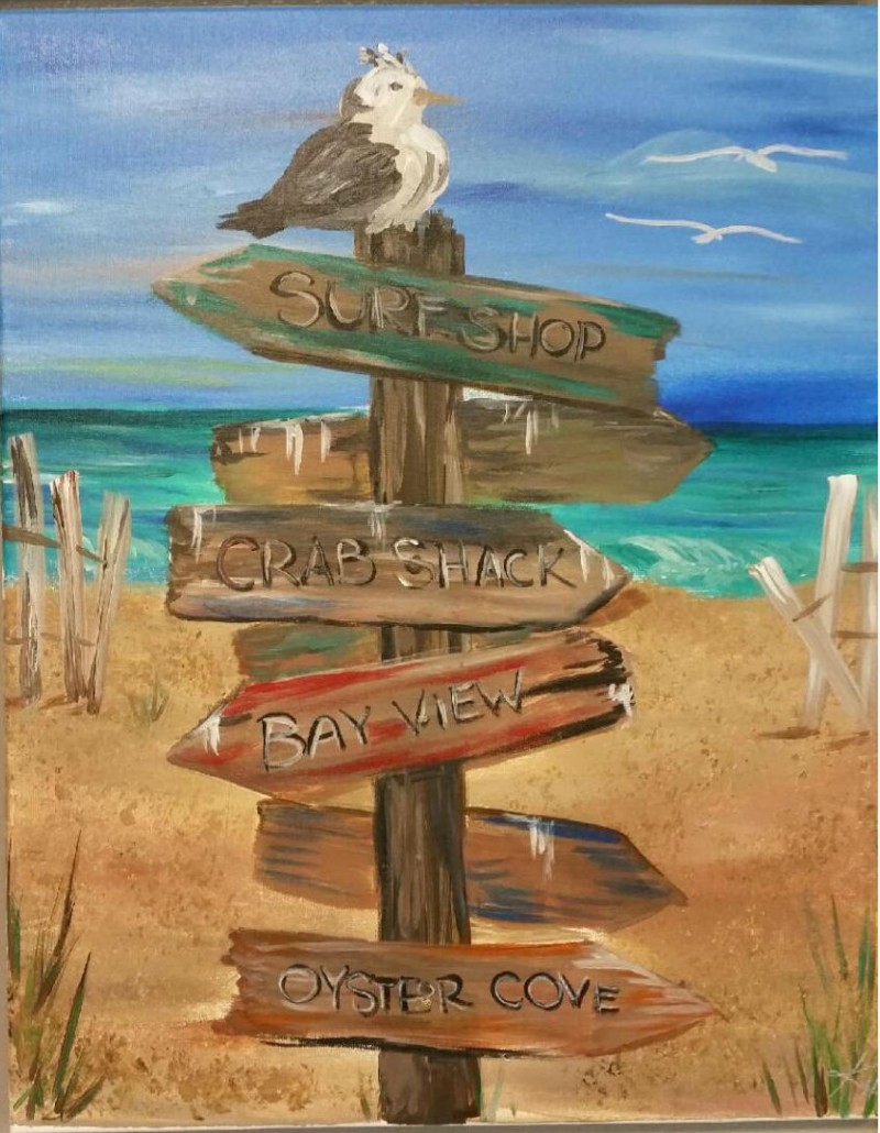 Beach Signs - a step by step canvas painting experience!