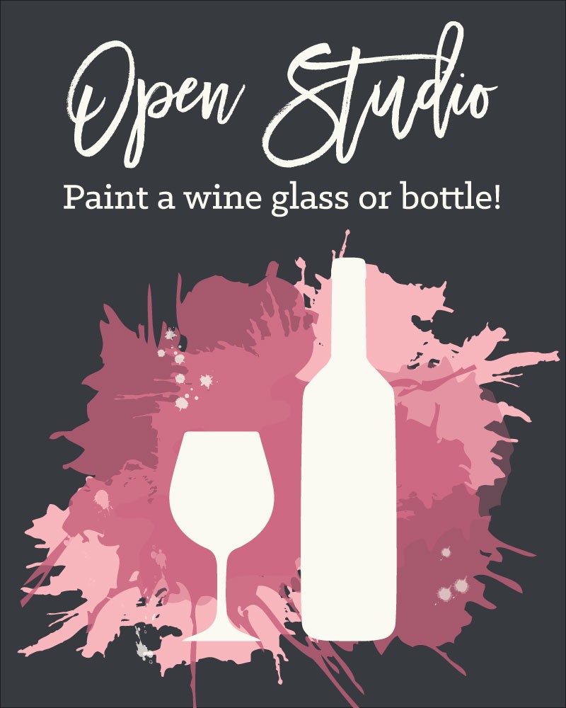 1 Wine glass and Light up Wine bottle painting!