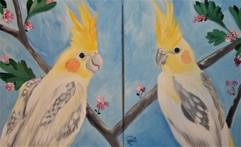 COCKATIEL PAIR **SINGLE CANVAS AND DATE NIGHT OPTIONS**