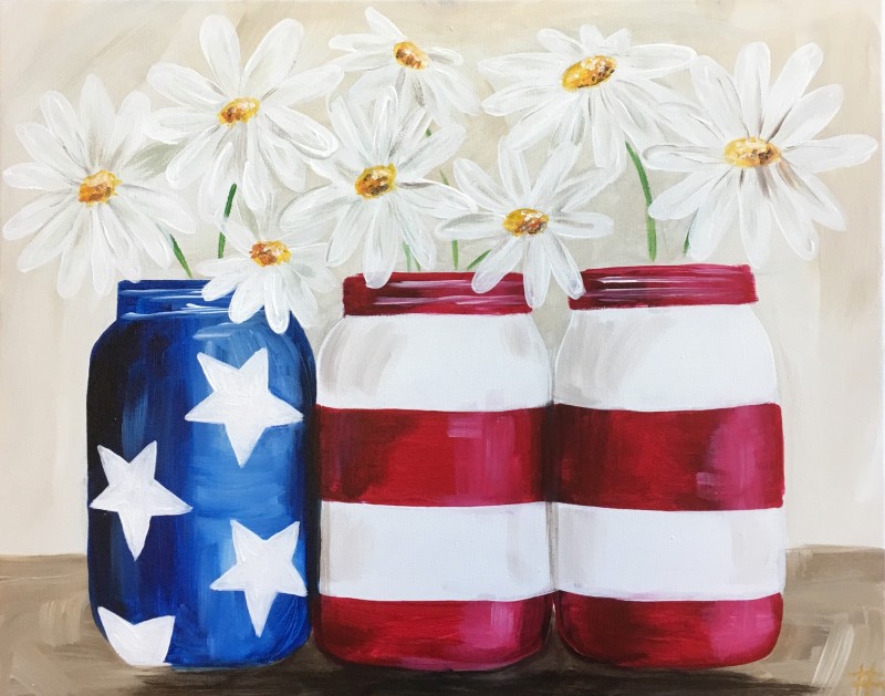 Patriotic Daisies - 16x20 Acrylic on Canvas