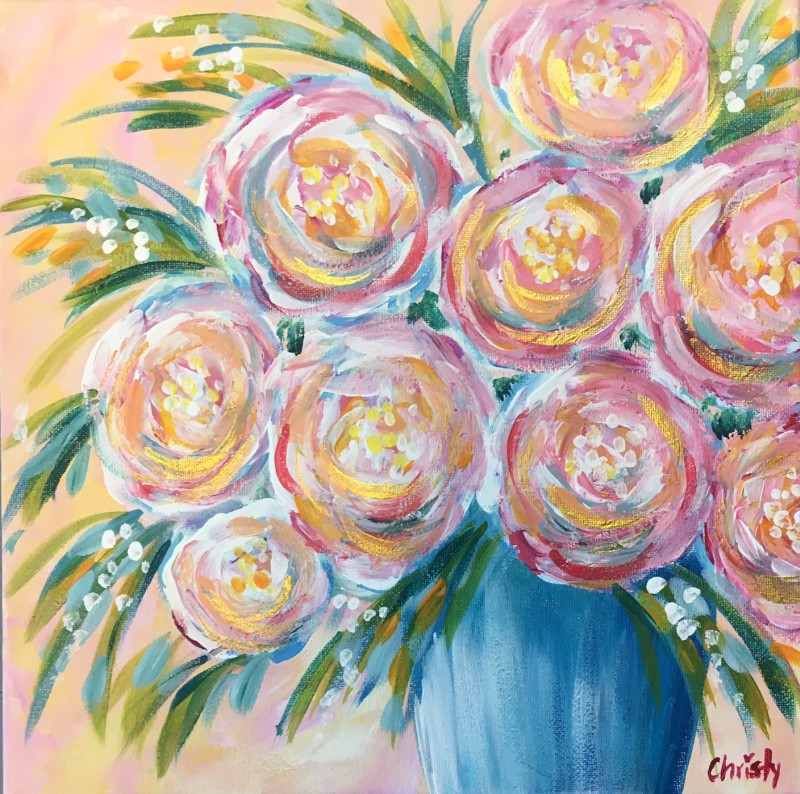 Peony Bouquet (20x20 Canvas)