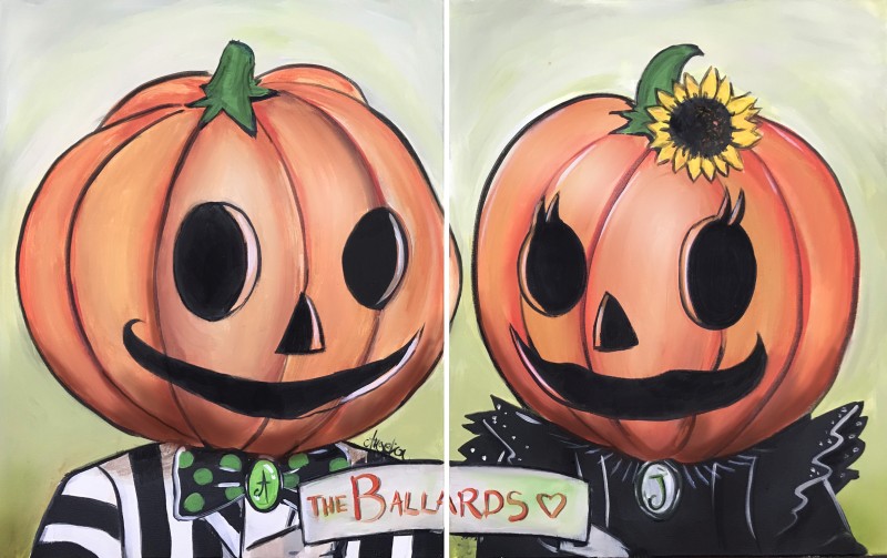 PUMPKIN KING & QUEEN DATE NIGHT- ONE PURCHASE INCLUDES TWO CANVASES