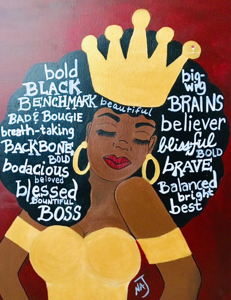 IN-STUDIO: Queen Afro-mations - 16x20 acrylic on canvas