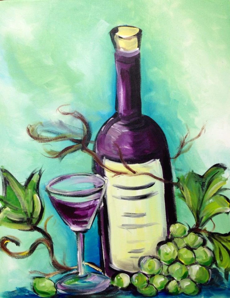 Sip & Paint Red Wine & Grapes - Free Parking