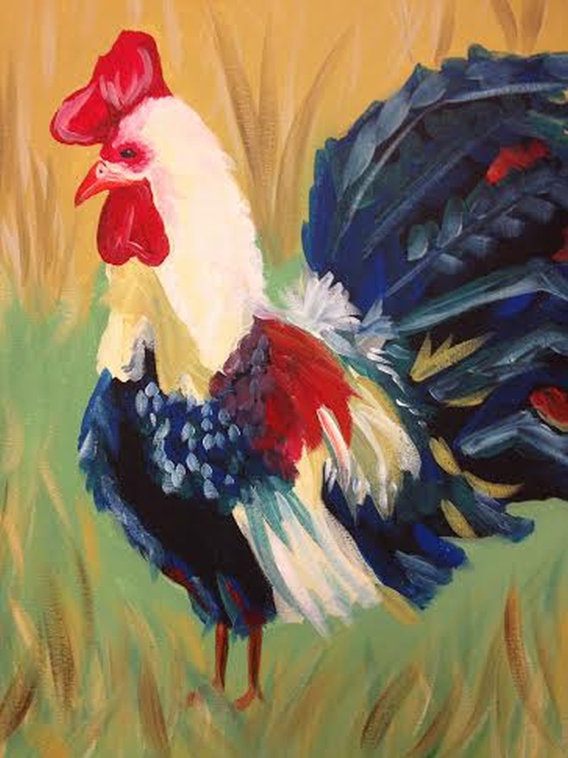 IN-STUDIO: Autumn Rooster - 16x20 acrylic on canvas