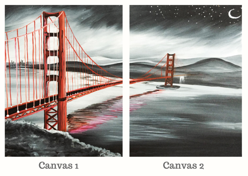 Date Night! "I Left My Heart In San Francisco!" TWO Canvases, ONE Price! Adult Studio