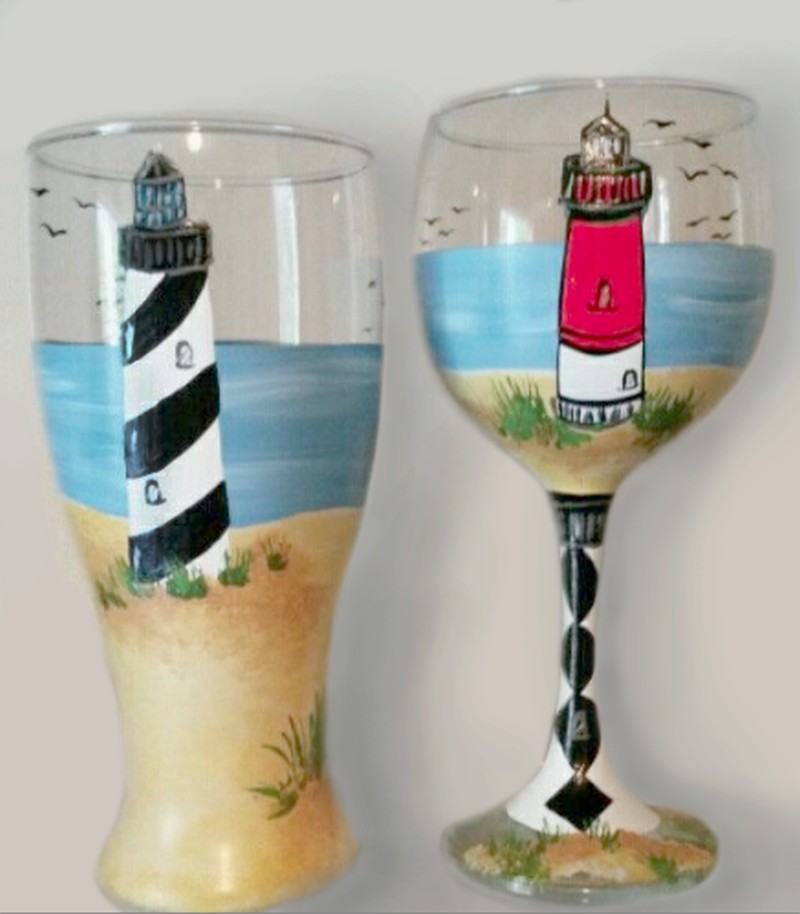 LIGHTHOUSE BEER OR WINE GLASS (2 PER PAINTER)