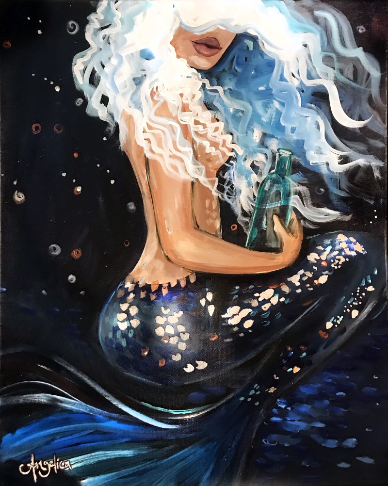 Silver Mermaid - 16x20 Acrylic on Canvas