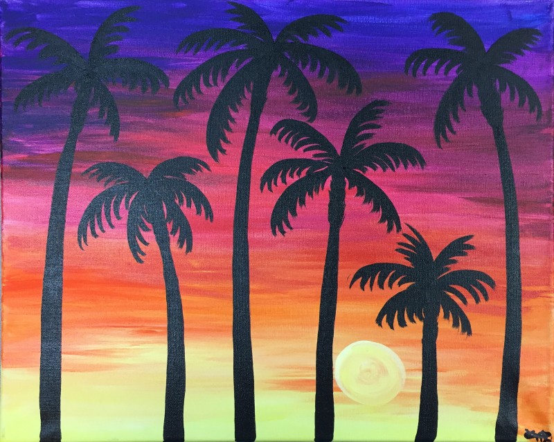 IN-STUDIO: Six Palms - 16x20 acrylic on canvas