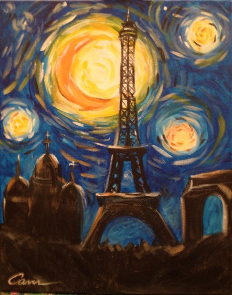 Single Canvas - Starry Night Eiffel Tower