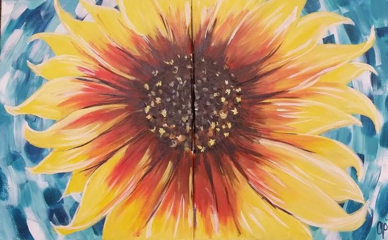 Sip & Paint Sunflower - Date Night Option - BYOB and Free Parking