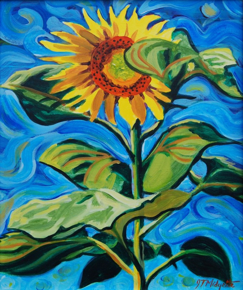 IN-STUDIO: Van Gogh Flowers - 16x20 acrylic on canvas