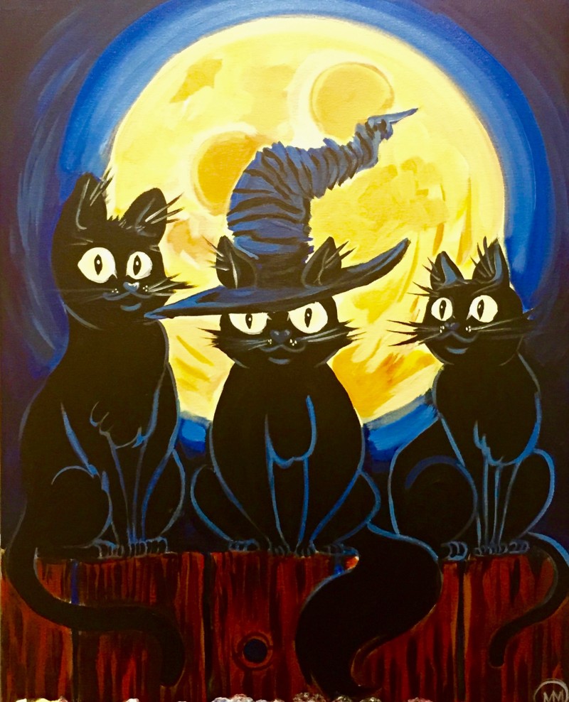 $30 Thursday | Three Cats in Moonlight