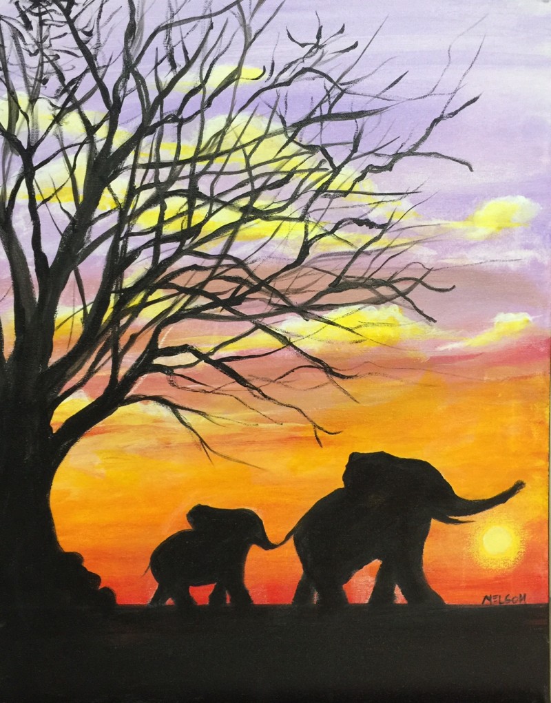 Elephant Sunset 