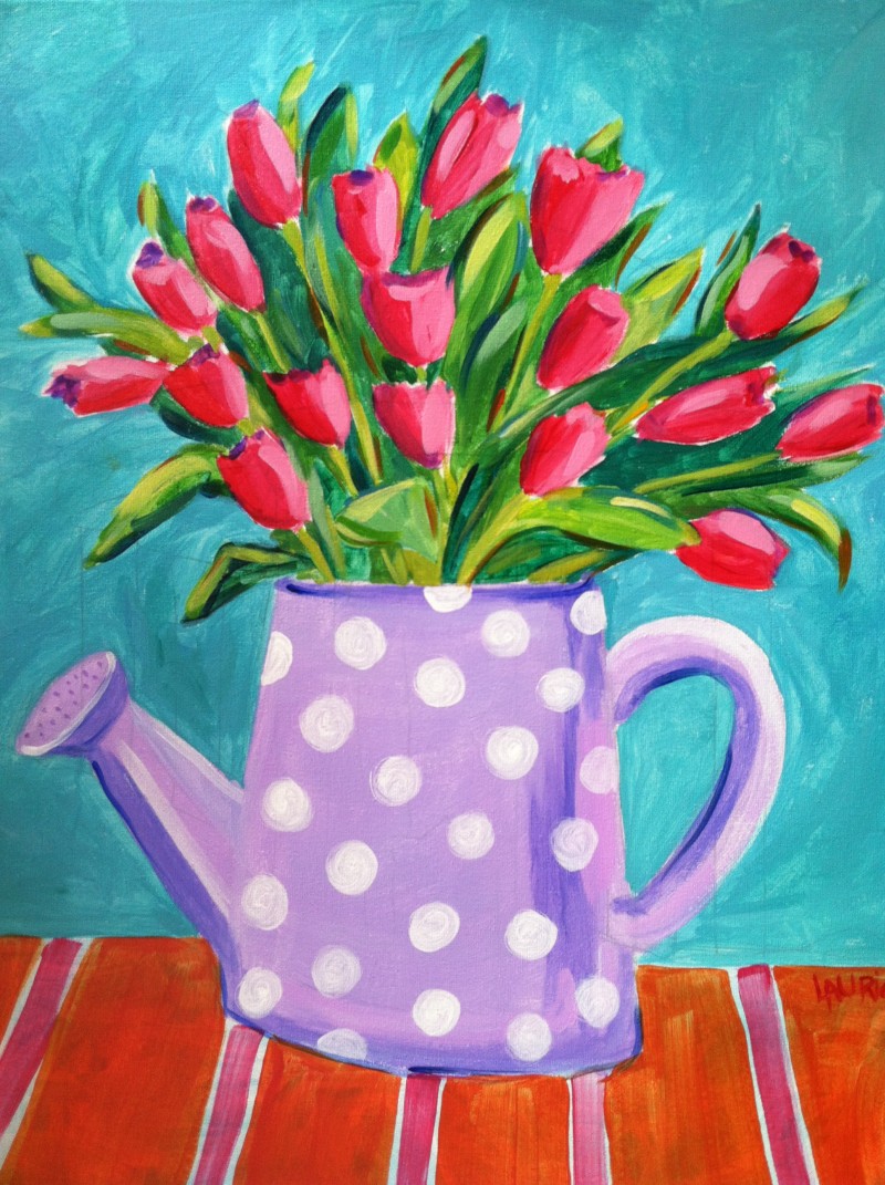 ON WHEELS @ Willow Oak Farms in Fuquay Varina! "Tulips in Watering Can" Canvas Painting 6:00-8:00pm *Must register by 4/26/24!