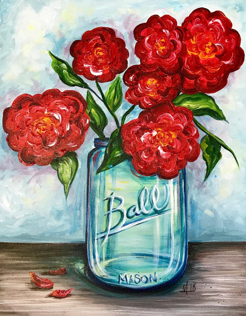 Roses in a Mason Jar