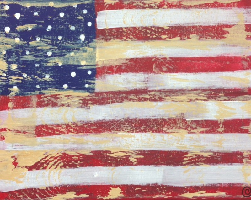 VINTAGE FLAG WITH GOLDLEAF (AMERICANA SERIES)