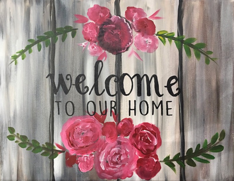 "Welcome Sign!" Paint On Canvas! Adult Studio!