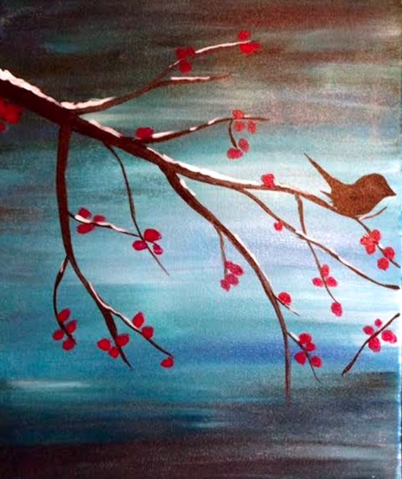 Winter Love Bird Single canvas