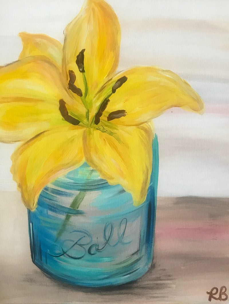 Yellow Lily in Ball Jar