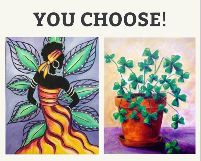Dance & Paint Series - Ebony or Clover (YOU CHOOSE) - Music Hits Night