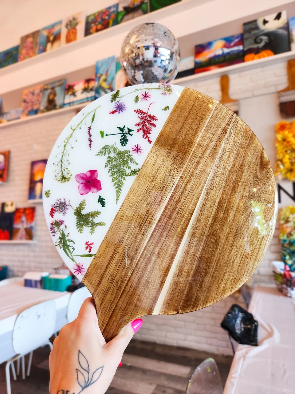 Dried Flower Resin Board (Round)