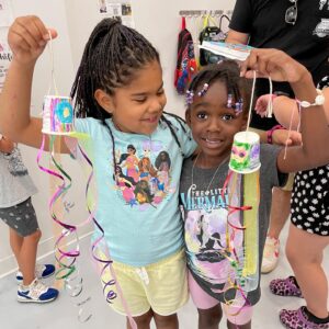 Making Jelly Fish Crafts at Art Camp in Montclair, NJ